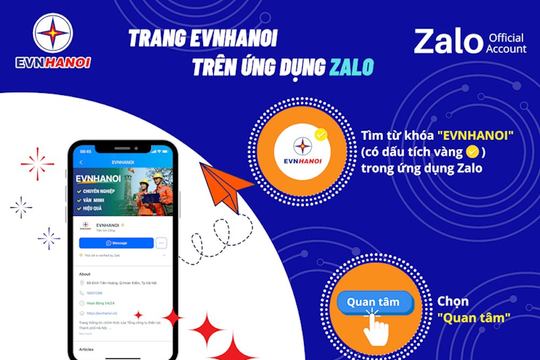 EVNHANOI: Triển khai tra cứu điện năng tiêu thụ trên ứng dụng Zalo 