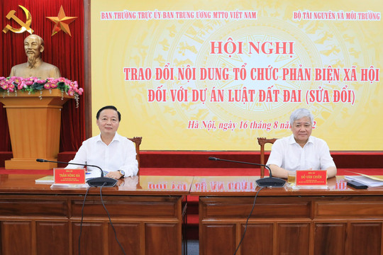 Bộ TN&MT làm việc với Ủy ban Trung ương Mặt trận Tổ quốc Việt Nam về Dự án Luật Đất đai (sửa đổi)