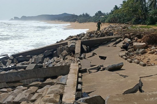 Quảng Ngãi: Công bố tình huống khẩn cấp do sạt lở bờ biển