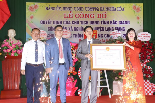 Nghĩa Hòa-Lạng Giang: Công bố Quyết định xã đạt chuẩn NTM nâng cao năm 2022.