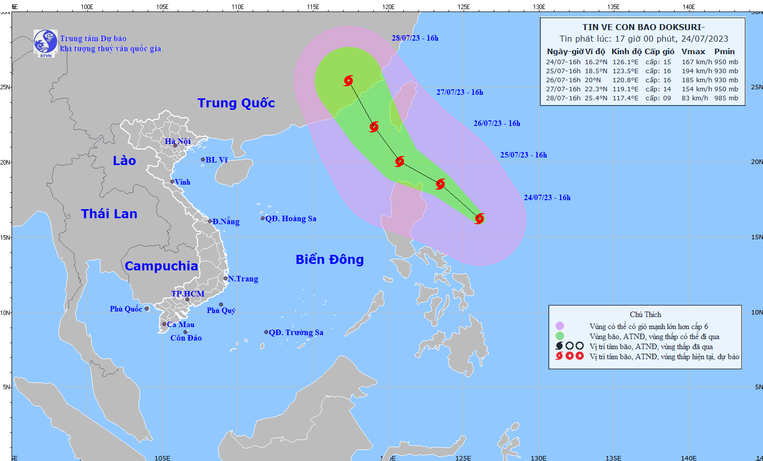 Chủ động ứng phó với bão DOKSURI ở vùng biển phía Đông Philippin
