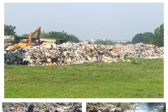 Cận cảnh bãi rác tự phát gây ô nhiễm môi trường ở huyện Thạch Thất, Hà Nội