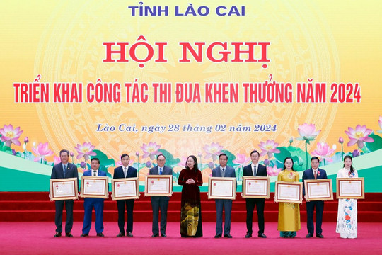 Phó Chủ tịch nước Võ Thị Ánh Xuân dự hội nghị triển khai công tác thi đua khen thưởng năm 2024 tại tỉnh Lào Cai