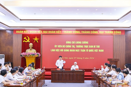 Thường trực Ban Bí thư Lương Cường làm việc với Đảng đoàn Mặt trận Tổ quốc Việt Nam