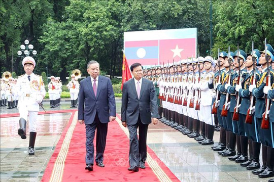 Tổng Bí thư, Chủ tịch nước Tô Lâm chủ trì Lễ đón Tổng Bí thư, Chủ tịch nước Lào Thongloun Sisoulith