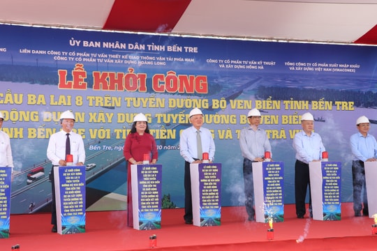 Phó Thủ tướng Thường trực Chính phủ Nguyễn Hòa Bình dự lễ khởi công dự án cầu Ba Lai 8