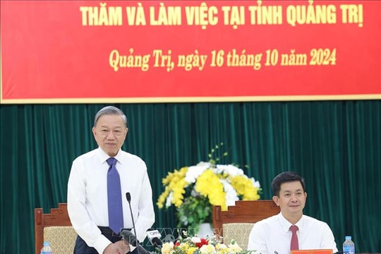 Tổng Bí thư, Chủ tịch nước Tô Lâm làm việc với Ban Thường vụ Tỉnh ủy Quảng Trị