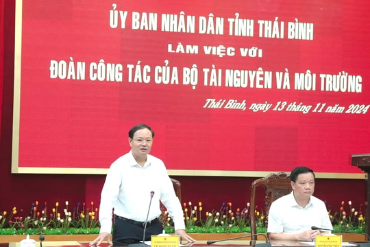 Bộ TN&MT làm việc với UBND tỉnh Thái Bình về công tác quản lý đất đai