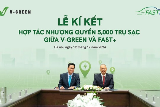 V-GREEN hợp tác Fast+ triển khai 5.000 trụ sạc đến hết năm 2025