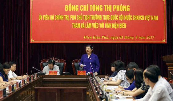 Phó Chủ tịch Quốc hội Tòng Thị Phóng làm việc với tỉnh Điện Biên