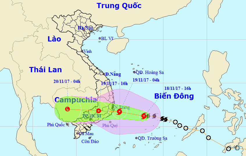 Bão số 14: Cảnh báo mưa to ở các tỉnh Nam Trung Bộ, Tây Nguyên và Đông Nam Bộ