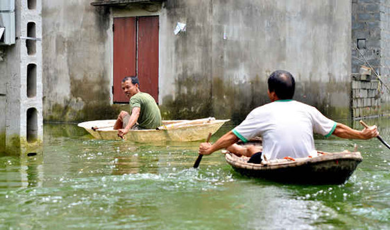 Chương Mỹ (Hà Nội): Người dân vẫn bơi thuyền, sống trong cảnh ngập lụt