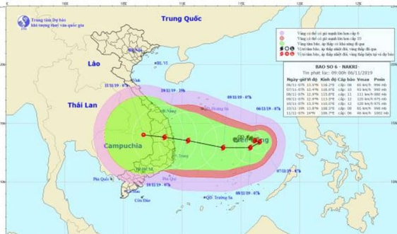 Bão số 6 di chuyển phức tạp và có khả năng mạnh thêm