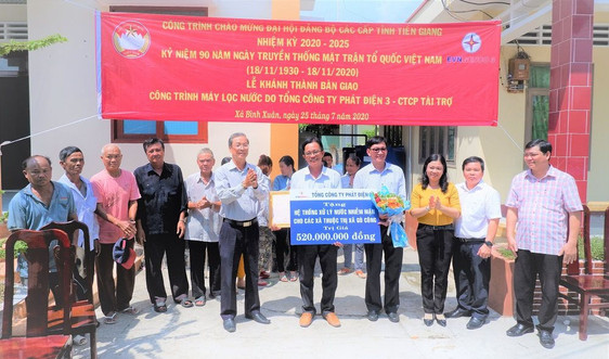 EVNGENCO 3 trao tặng hệ thống lọc nước nhiễm mặn cho tỉnh Tiền Giang
