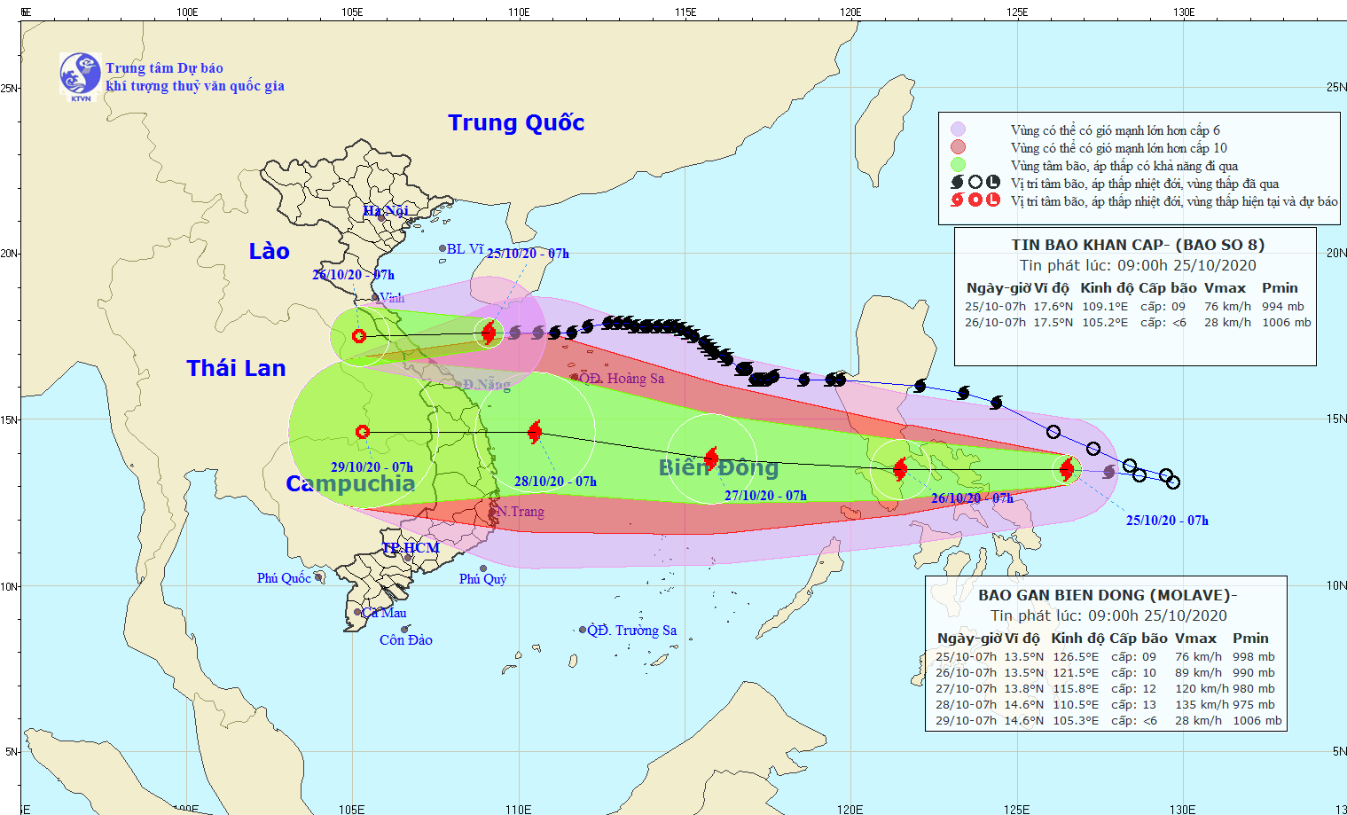 Bão số 8 suy yếu trên đất liền Trung Bộ, lại có bão đang tiến vào biển Đông