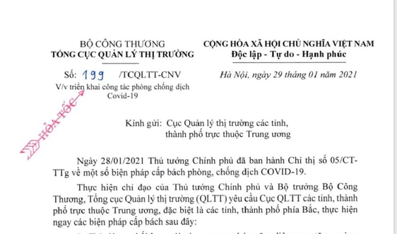 Tổng cục QLTT  kích hoạt chống dịch Covid-19 