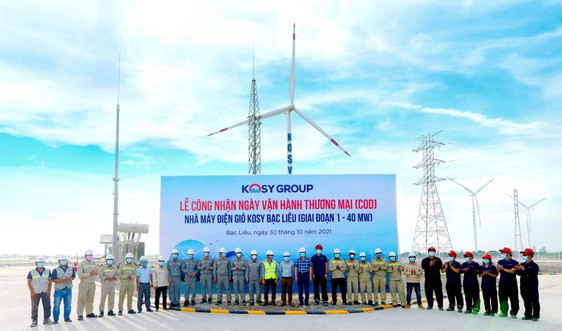 Nhà máy Điện gió Kosy Bạc Liêu hoàn thành, chính thức phát điện thương mại