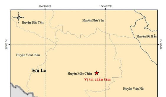 Mộc Châu (Sơn La): Xảy ra động đất 3.2 độ richter