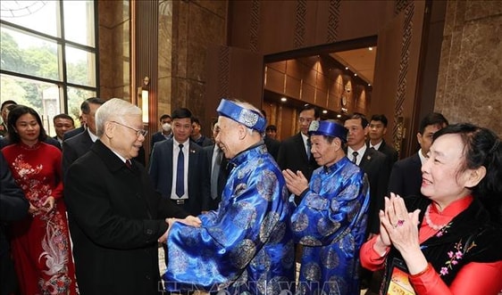 Tổng Bí thư Nguyễn Phú Trọng thăm, chúc Tết Đảng bộ, chính quyền, nhân dân Thủ đô