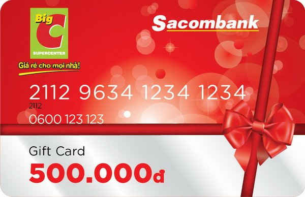 Sacombank phát hành thẻ quà tặng siêu thị Big C