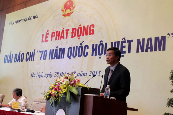 Phát động Giải báo chí "70 năm Quốc hội Việt Nam"