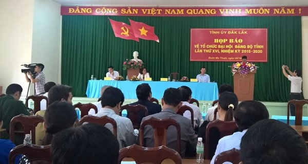 Tỉnh ủy Đắk Lắk họp báo trước đại hội Đảng bộ tỉnh lần thứ XVI, nhiệm kỳ 2015-2020