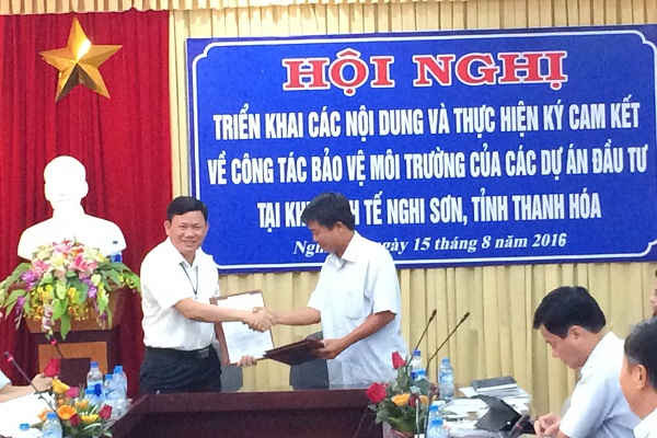 BQL KKT Nghi Sơn và các DA đầu tư ký cam kết về công tác BVMT