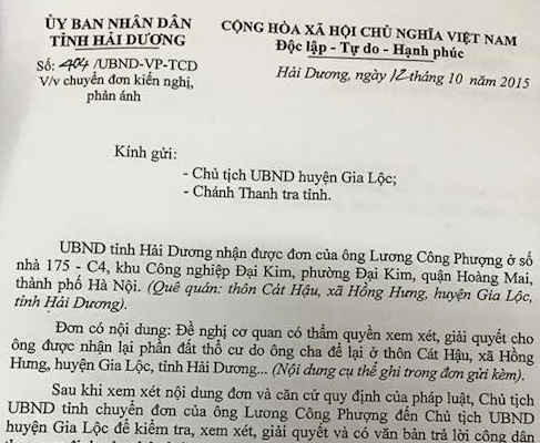 Hải Dương: Đề nghị UBND huyện Gia Lộc khẩn trương giải quyết quyền lợi cho người dân
