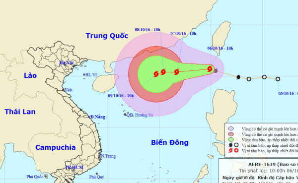 Bão Aere vào Biển Đông, ảnh hưởng trực tiếp các tỉnh từ tỉnh Quảng Ninh đến Khánh Hòa