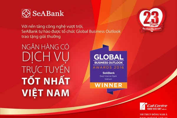 SeABank được vinh danh "dịch vụ ngân hàng trực tuyến tốt nhất Việt Nam 2016 "