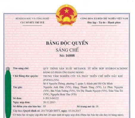 Viện Dầu khí Việt Nam được Cục Sở hữu Trí tuệ cấp bằng độc quyền sáng chế