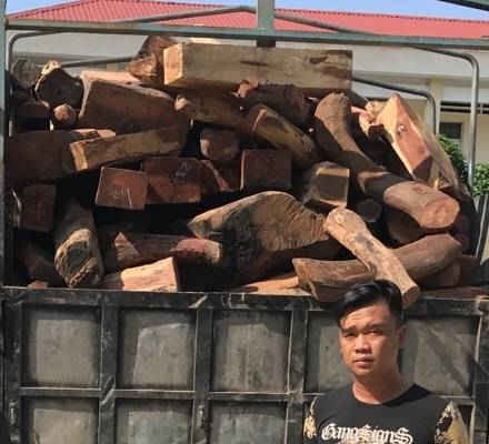 Cảnh sát giao thông Bình Định truy bắt thành công xe tải chở gỗ lậu
