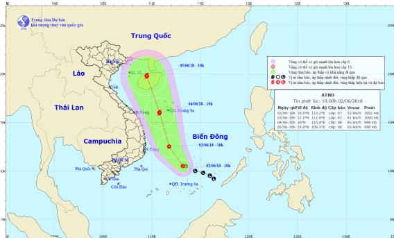 Tiếp tục cập nhật thông tin vùng áp thấp trên Biển Đông ngày 2/6: Vùng áp thấp đã mạnh lên thành áp thấp nhiệt đới