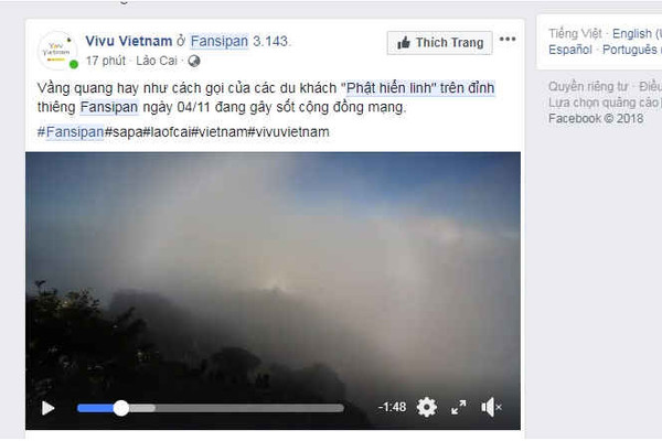 Mạng xã hội xôn xao vì hiện tượng ánh sáng kỳ ảo xuất hiện trên đỉnh Fansipan