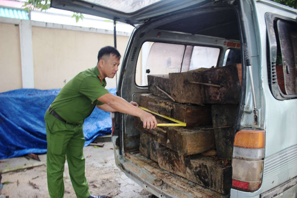 Quảng Nam: Bắt xe tải chở gỗ lậu gắn biển số giả