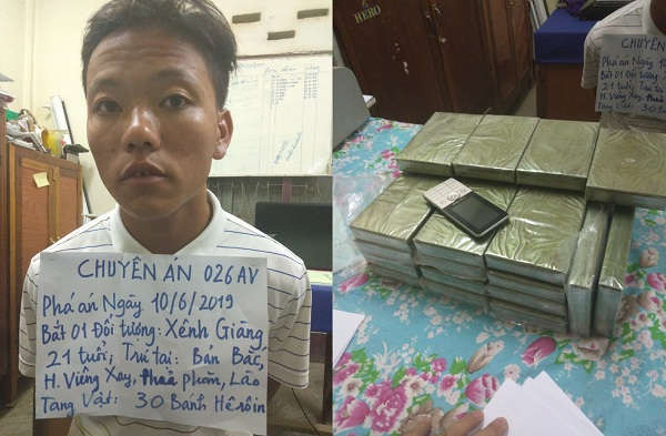 Nghệ An: Bắt đối tượng người Lào vận chuyển 30 bánh heroin
