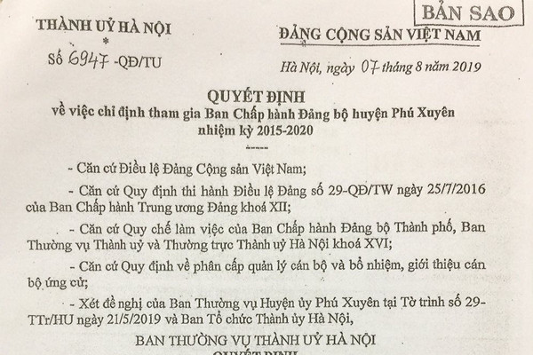 Phú Xuyên – Tp. Hà Nội: Cần làm rõ quy trình bổ nhiệm “thần tốc” đối với Bí thư Đảng uỷ xã Sơn Hà