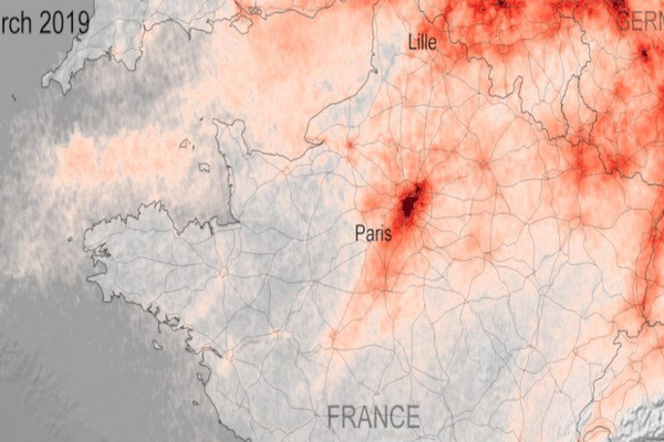 Hình ảnh vệ tinh cho thấy ô nhiễm không khí trên khắp châu Âu giảm do lệnh phong tỏa