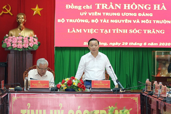 Bộ trưởng Trần Hồng Hà làm việc với Tỉnh ủy Sóc Trăng về công tác tài nguyên và môi trường
