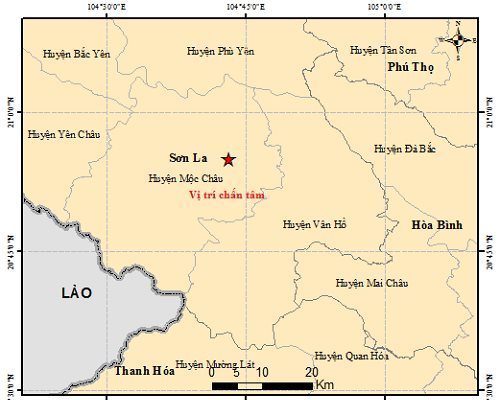 Mộc Châu (Sơn La): Lại xảy ra động đất có độ lớn 3.6