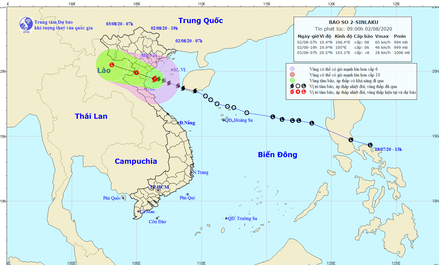 Bão số 2 đã áp sát bờ biển từ Thái Bình đến Nghệ An
