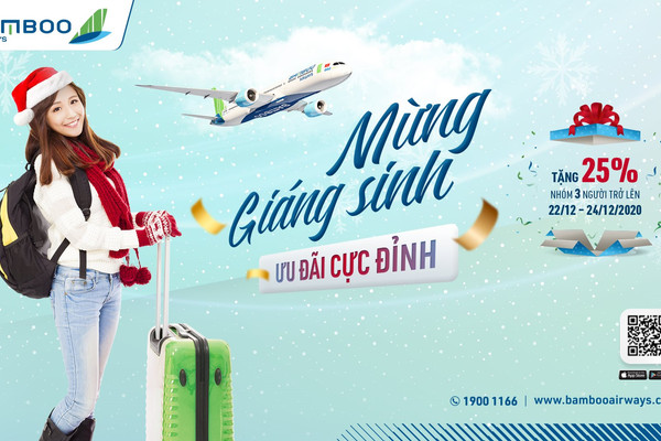 Bamboo Airways tung ưu đãi giảm 25% giá vé cho nhóm khách nhân dịp Giáng Sinh 2020