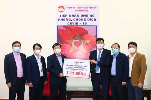 EVN ủng hộ tỉnh Hải Dương 1 tỷ đồng để phòng chống dịch Covid-19