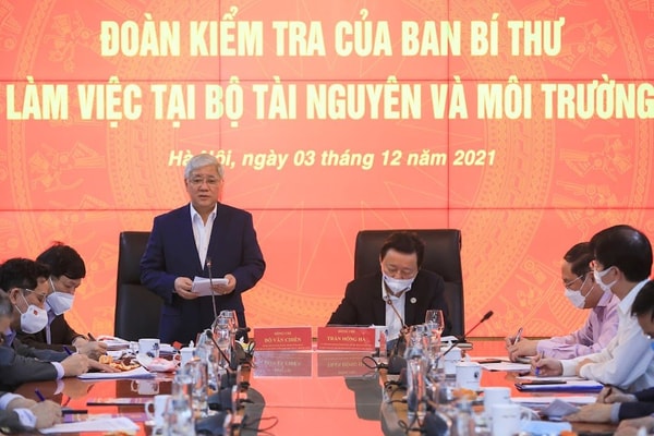 Đoàn kiểm tra của Ban Bí thư làm việc với Bộ Tài nguyên và Môi trường