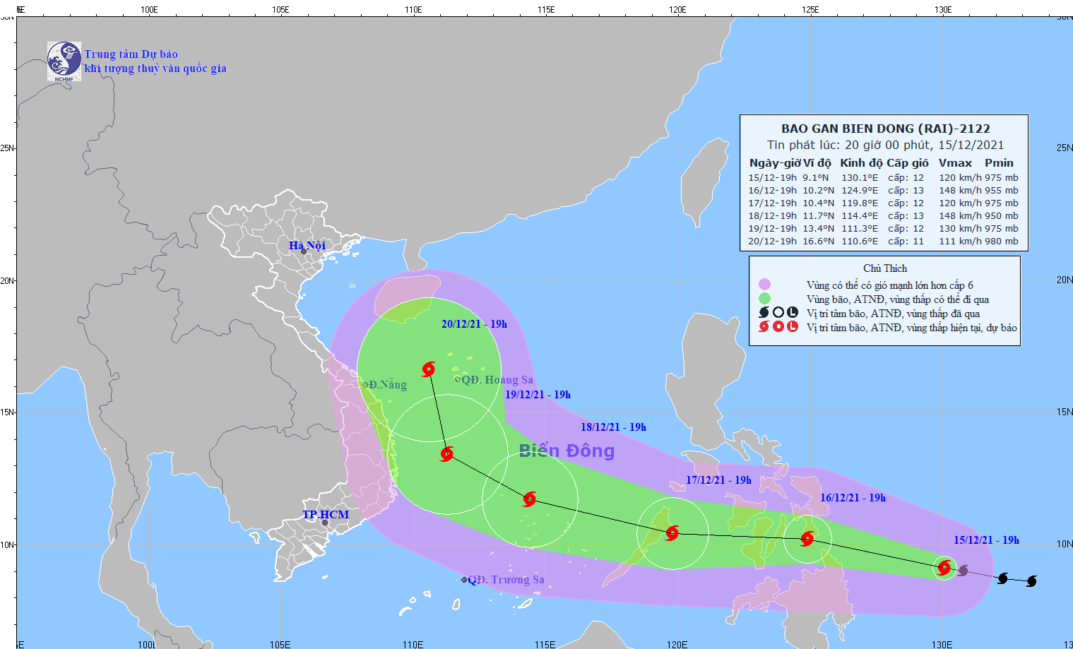 Biển Đông chuẩn bị đón bão Rai, Bắc Bộ sắp đón không khí lạnh