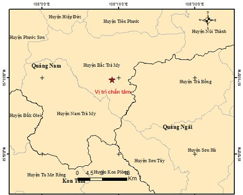 Quảng Nam: Huyện miền núi liên tiếp xảy ra 2 trận động đất 