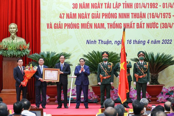 Thủ tướng Phạm Minh Chính dự lễ kỷ niệm 30 năm tái lập tỉnh Ninh Thuận
