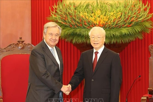 Tổng Bí thư Nguyễn Phú Trọng tiếp Tổng Thư ký Liên hợp quốc