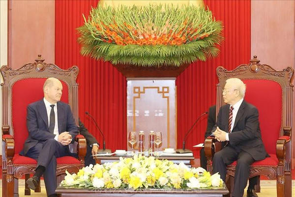 Tổng Bí thư Nguyễn Phú Trọng tiếp Thủ tướng Cộng hòa Liên bang Đức Olaf Scholz