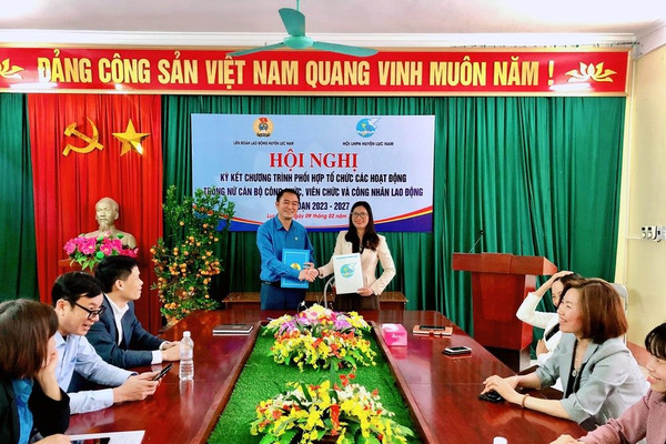 Lục Nam – Bắc Giang: Ký kết thực hiện các hoạt động trong nữ cán bộ, công chức, viên chức và công nhân lao động giai đoạn 2023-2027